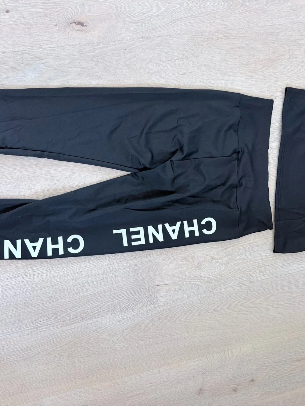 Chanel Black Logo Cropped Top & High-Waist Pants Set size L
